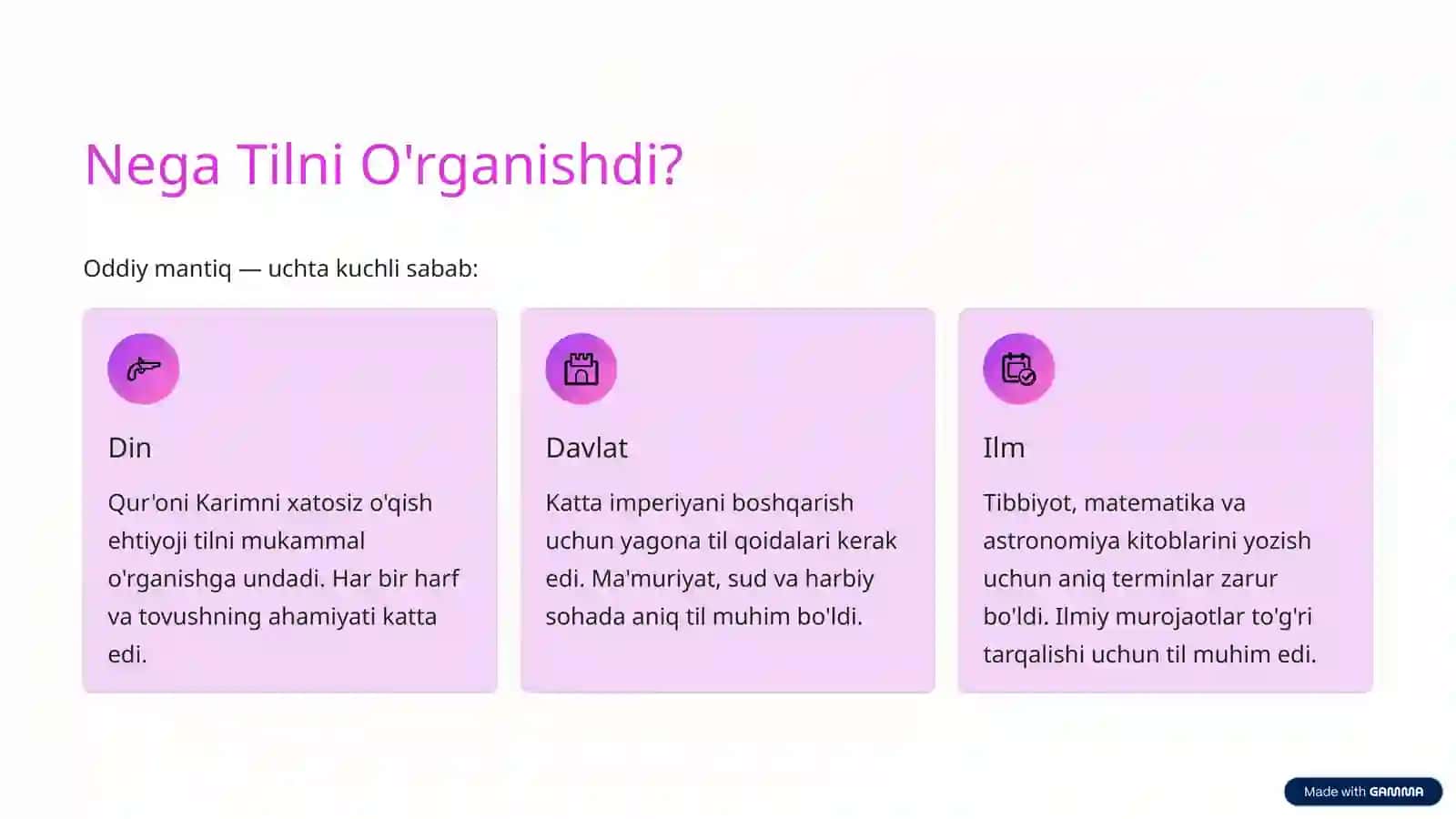Til — Davlat va Dinni Birlashtiruvchi Qurol 2