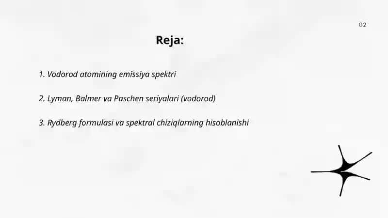 Vodorod va boshqa elementlar spektrlari 2