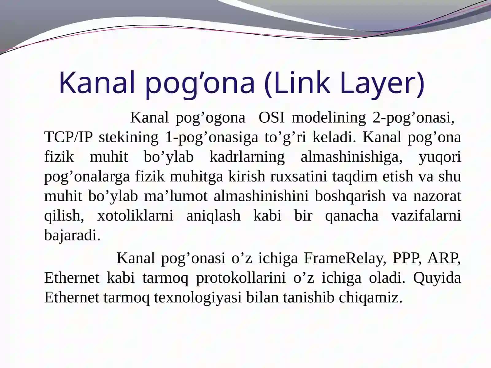 Kanalpog’onaprotokollari(Ethernet,virtuallokaltarmoqlar-VLAN) 2