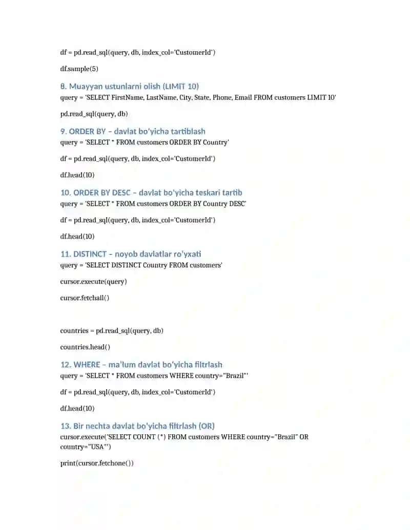 Google Colab + SQLite (Chinook) bilan SQL va Pandas Qo'llanmasi 2