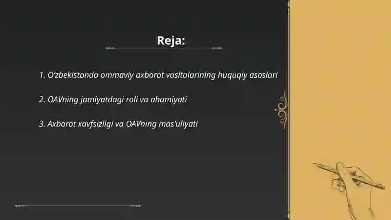 Oʻzbekiston respublikasida ommaviy axborot vositalarining faoliyati 2