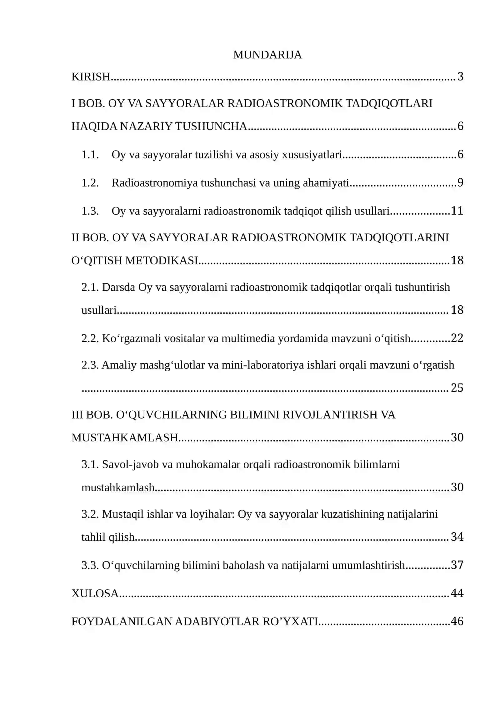 Oy va sayyoralar radioastronomik tadqiqotlarini o‘qitish metodikasi 2
