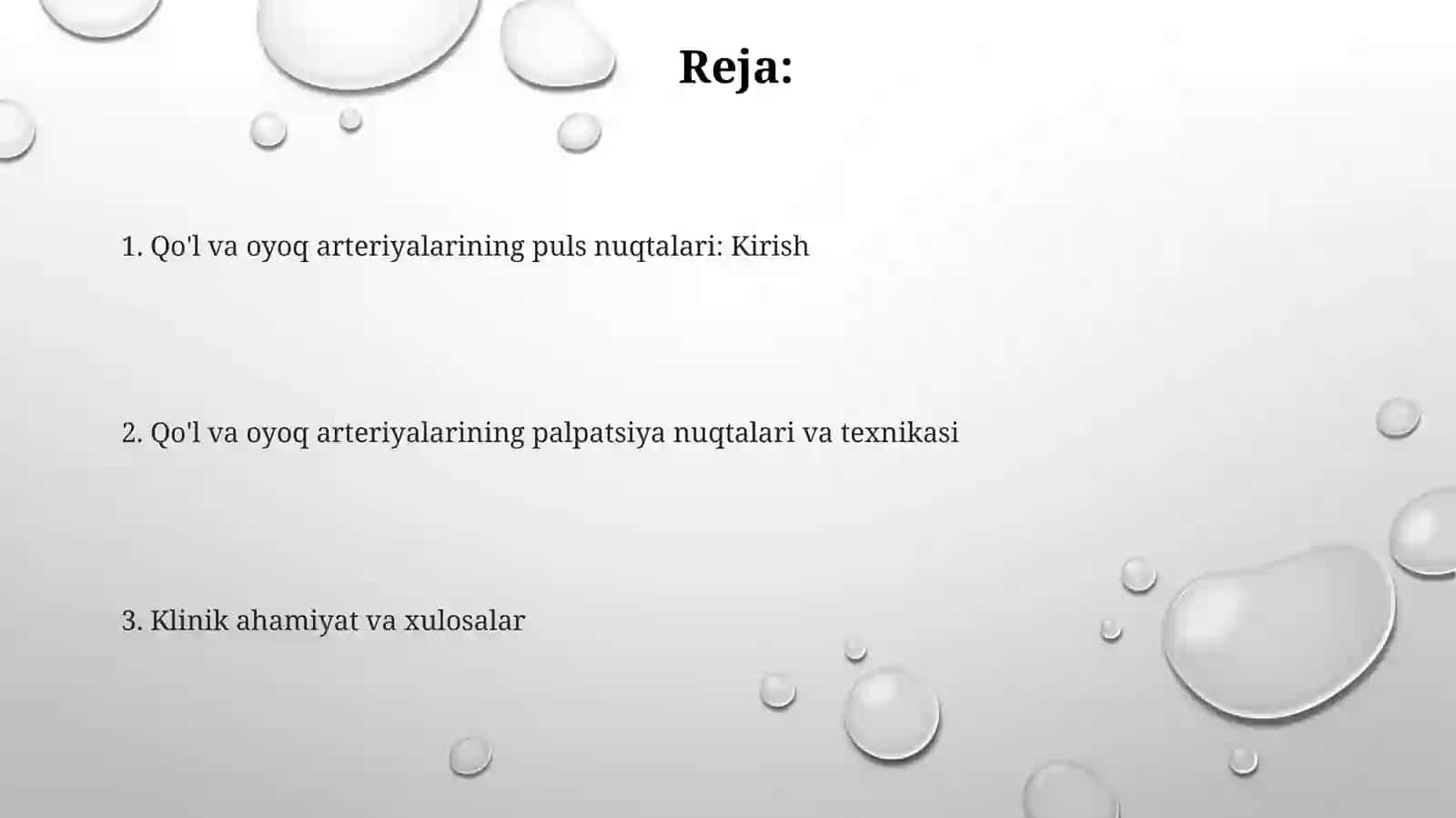 Qoʻl va oyoq arteriyalari tarmoqlari pulsatsiya nuqtalari 2