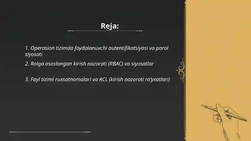 Operasion tizimning axborotlar xavfsizligini taʼminlash vositalari 2
