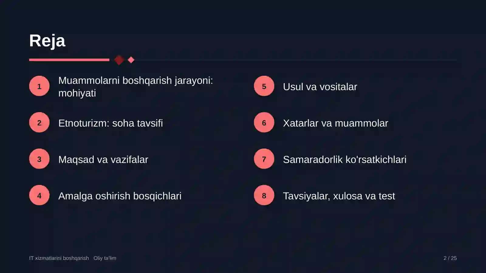 Etnoturizmda muammolarni boshqarish jarayonini joriy etish 2