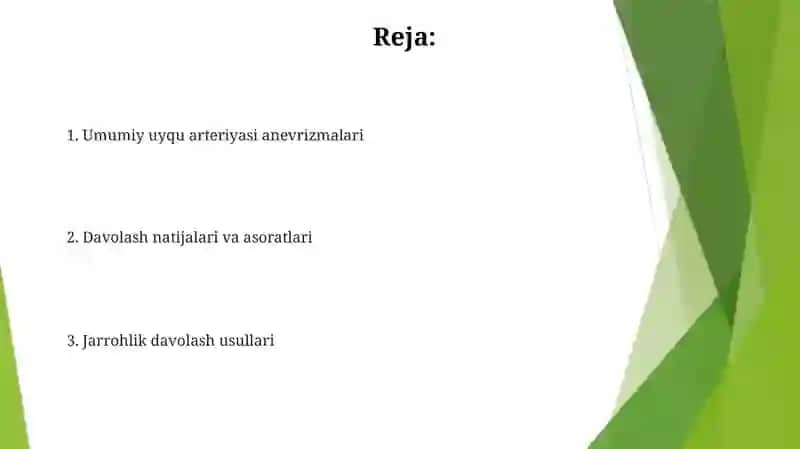 Umumiy uyqu arteriyasi anevrizmalari va ularda operatsiyalar texnikasi 2
