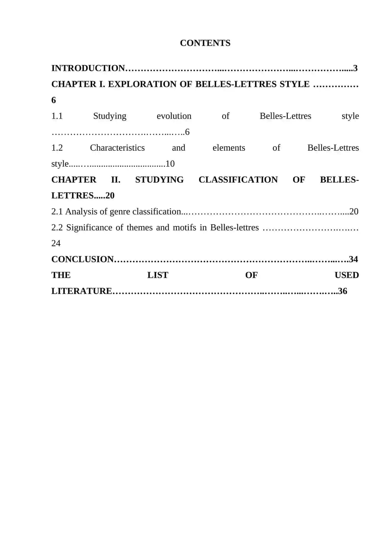 COURSE PAPER: THE BELLES-LETTERS STYLE AND ITS CLASSIFICATION 2