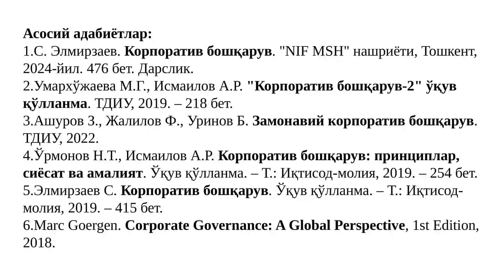 Korporativ boshqaruv muammolari va rivojlanish istiqbollari 2