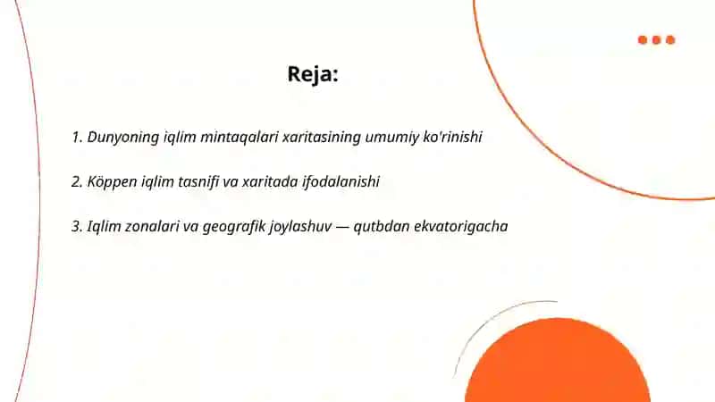 Dunyoning iqlim mintaqalari va o'lkalar kartasi 2