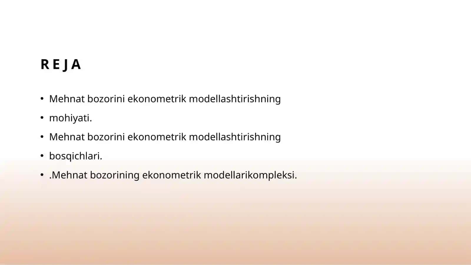 MEHNAT BOZORINI EKONOMETRIK MODELLASHTIRISH 2