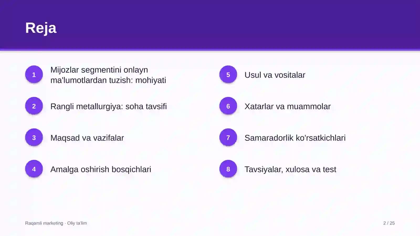 rangli metallurgiyada mijozlar segmentini onlayn ma'lumotlar asosida shakllantirish 8697 2