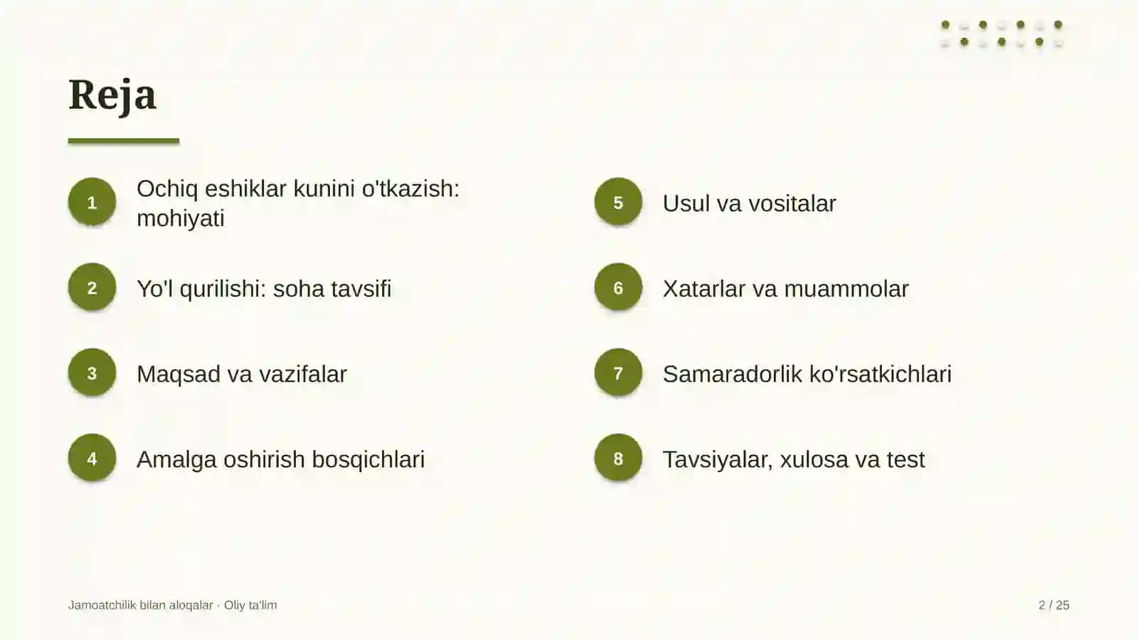 Yo'l qurilishida ochiq eshiklar kunini o'tkazish 2