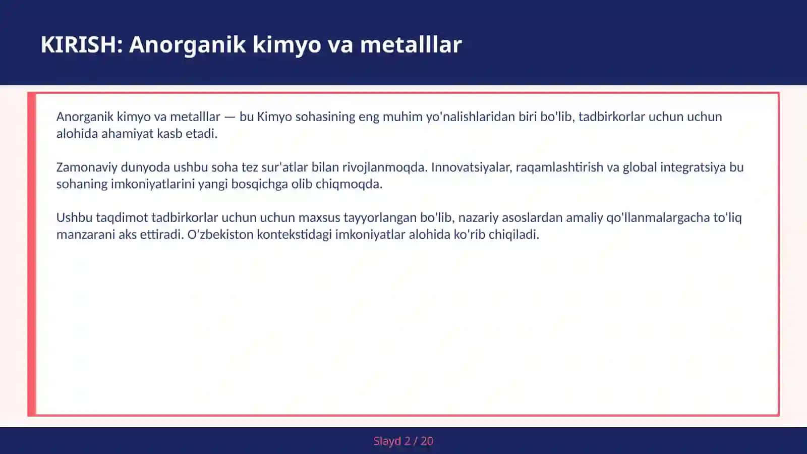 ANORGANIK KIMYO VA METALLAR 2