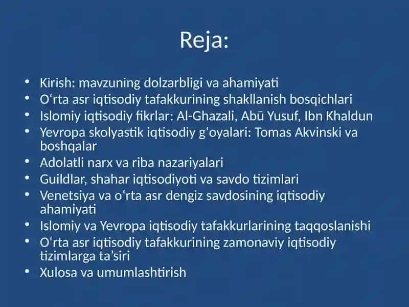 O`rta asr iqtisodiy tafakkuri 2