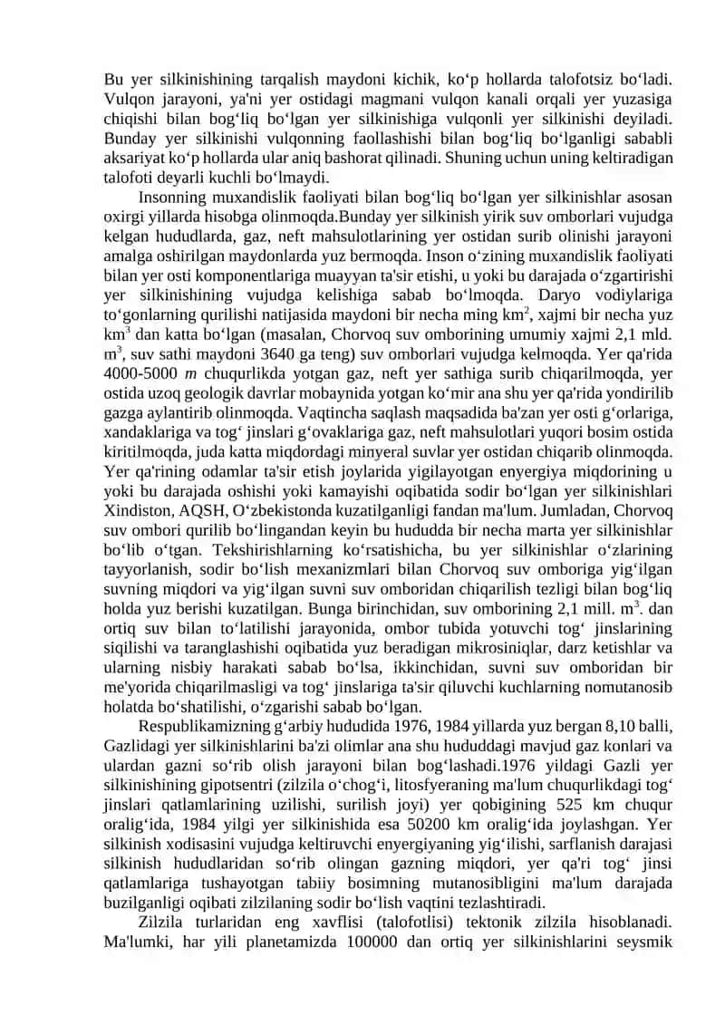 Markaziy Osiyoda kuzatiladigan tabiiy ofatlar va ularning oqibatlari 2