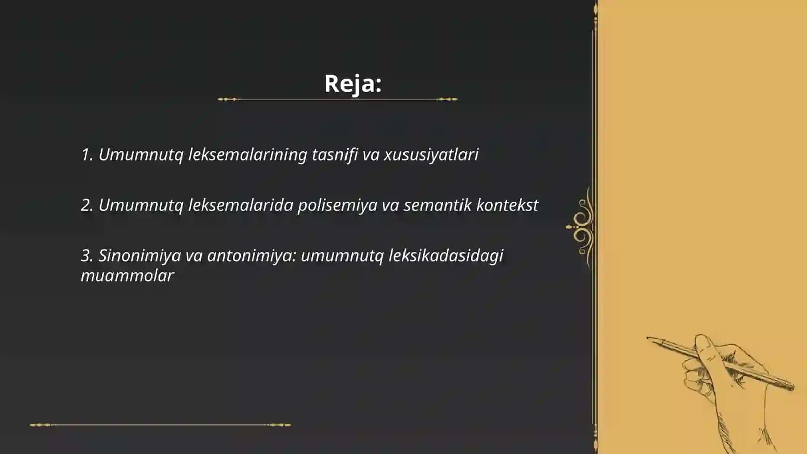 Umumnutq leksemalarning tasnifi va xususiyatlari 2