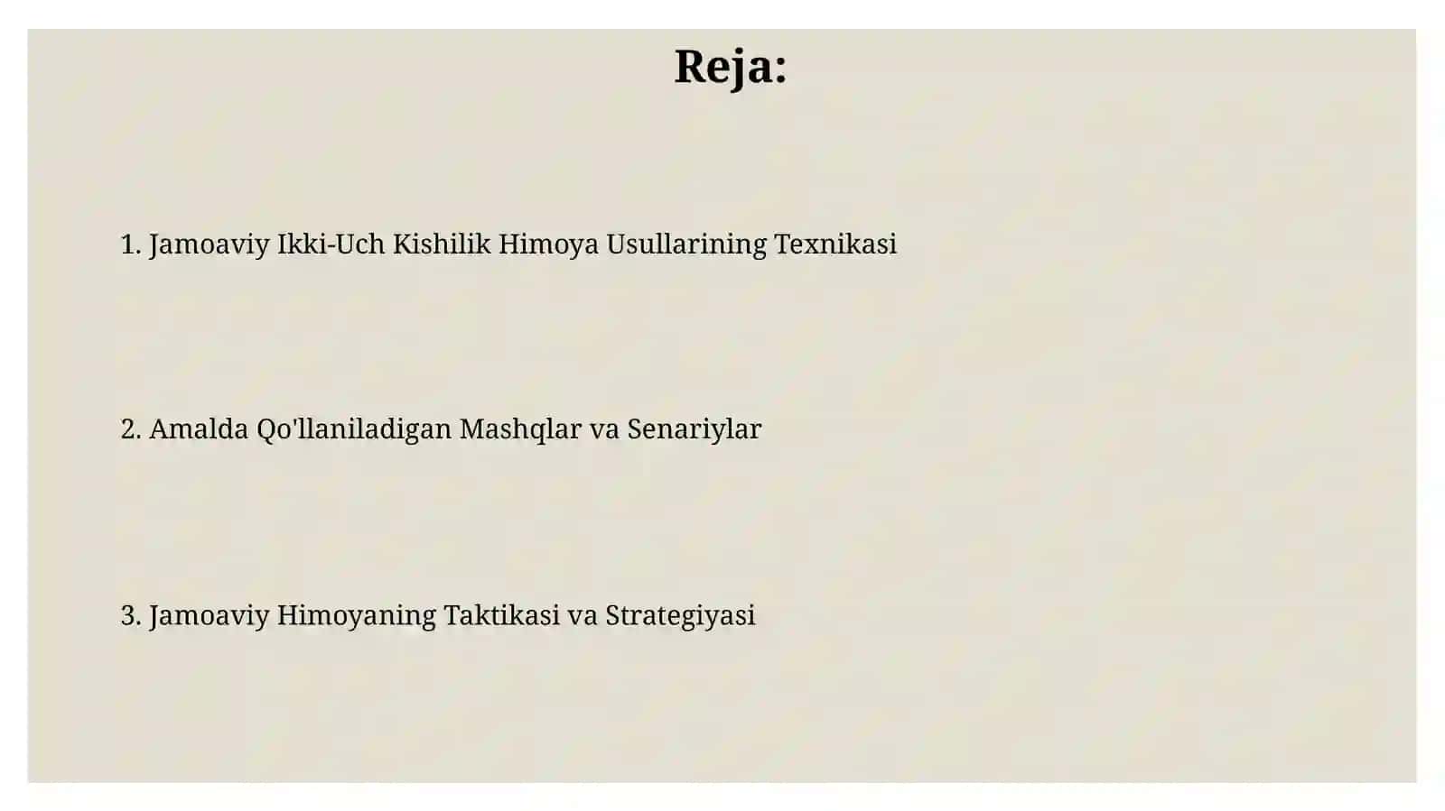 Jamoaviy ikki-uch himoya usuli texnika va taktikasini o'rgatish 2