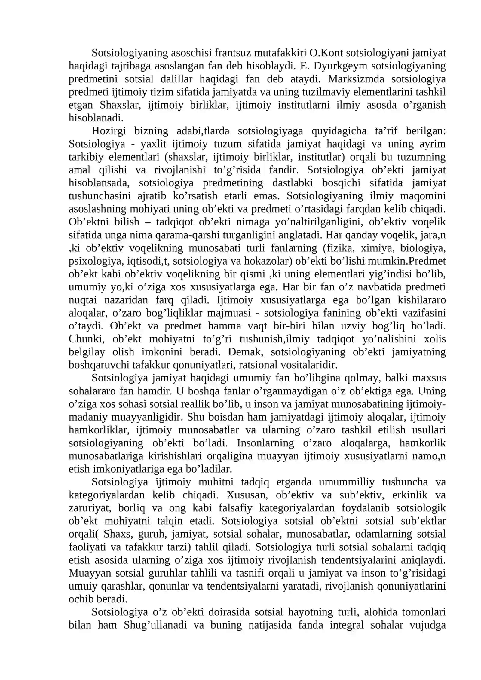 SOTSIOLOGIYANING FAN SIFATIDA VUJUDGA KELISHI VA TARAQQIYOTINI ASOSIY BOSQICHLARI 2