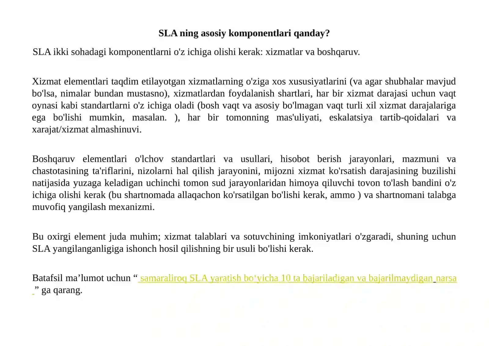 SLA ( Service Level Agreement) 2