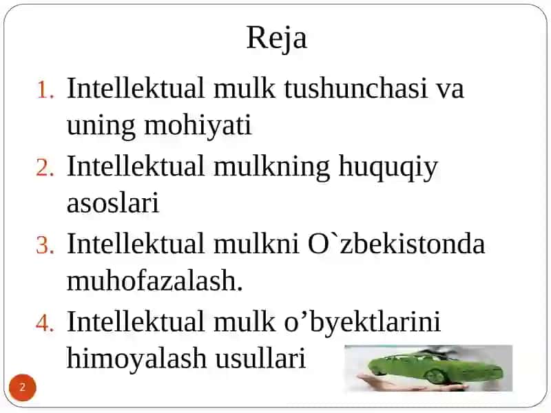 Intellektual mulk va uni himoyalash usullari 2