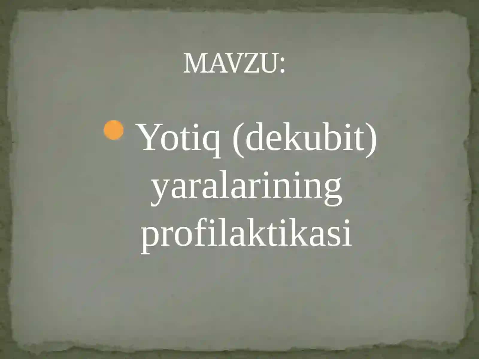 Bemorlarda yotoq yaralari (prolejen) profilaktikasi 2