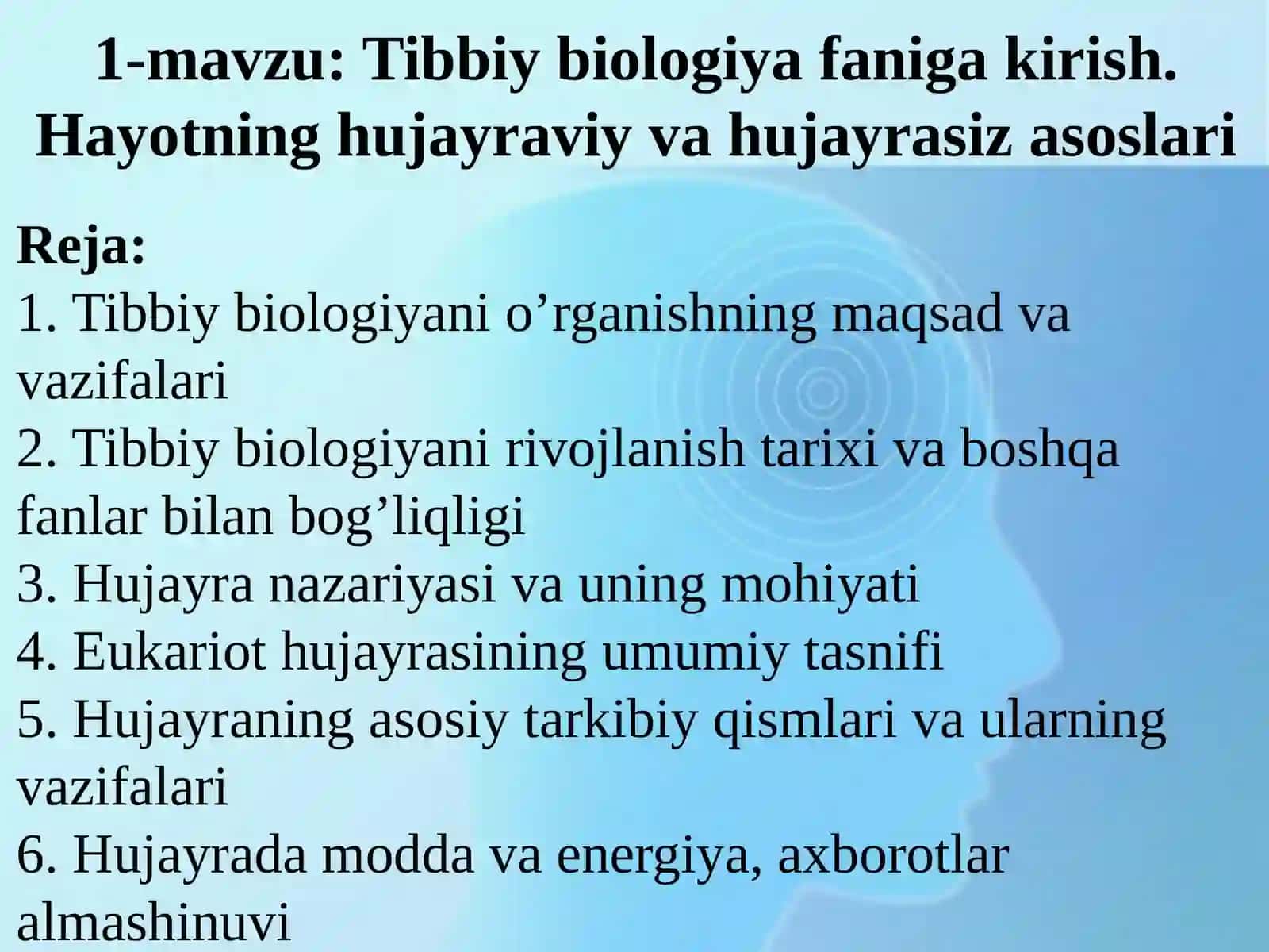 Tibbiy Biologiya Faniga Kirish 2