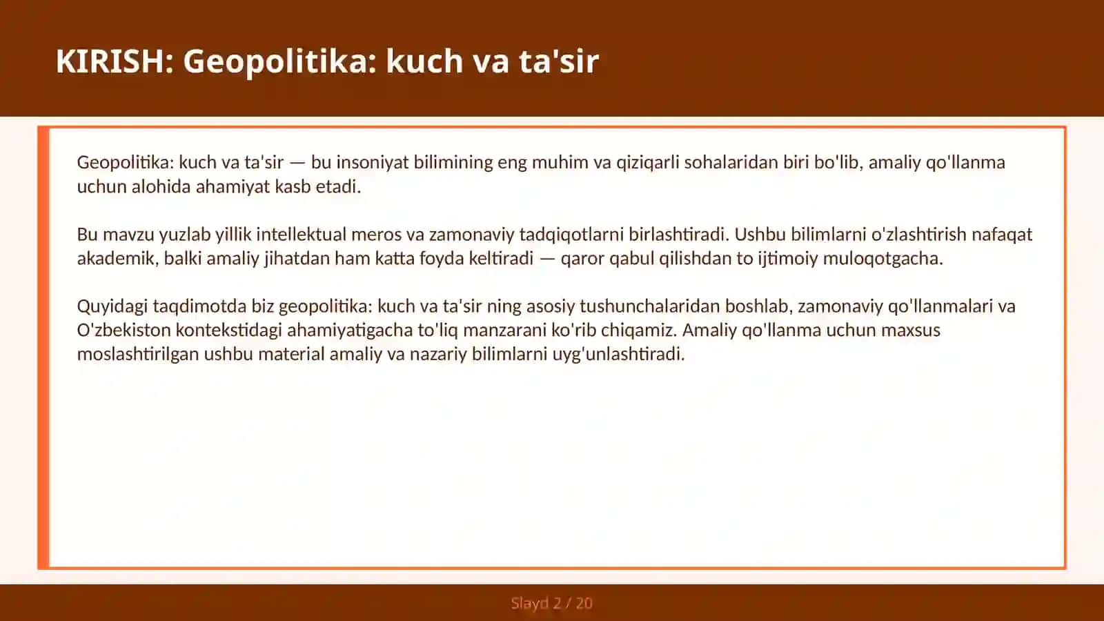 KIRISH: Geopolitika: kuch va ta'sir 2