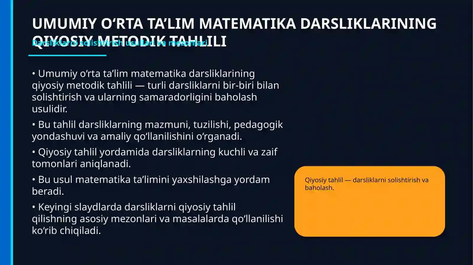 UMUMIY O‘RTA TA’LIM MATEMATIKA DARSLIKLARINING QIYOSIY METODIK TAHLILI 2