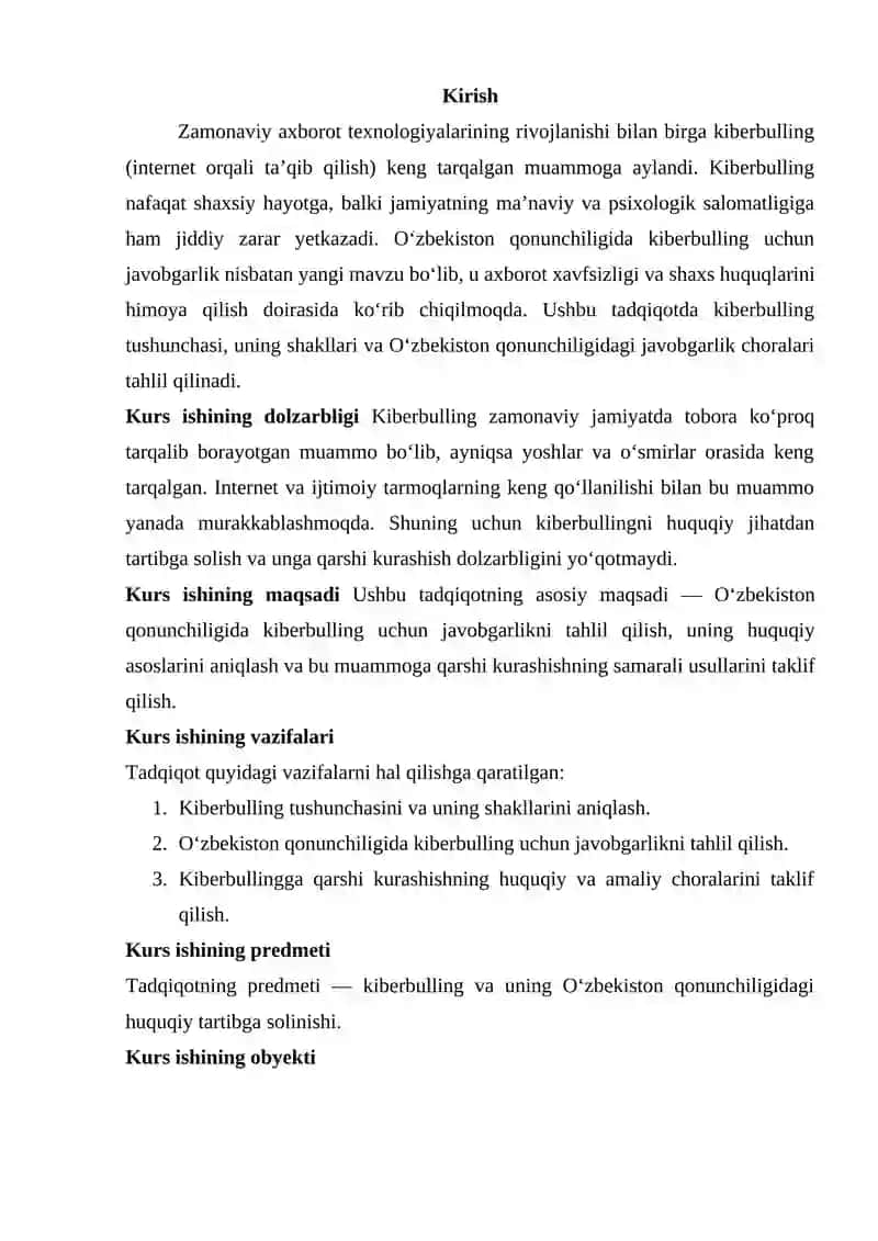 OʻZBEKISTON QONUNCHILIGIDA KIBERBULLING UCHUN JAVOBGARLIK 2