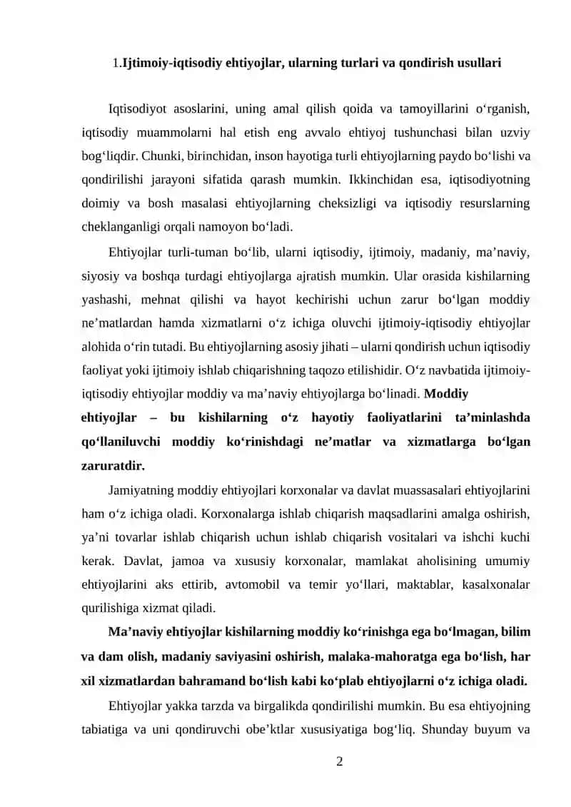 Ehtiyojlarning o'sib borish qonuni 2