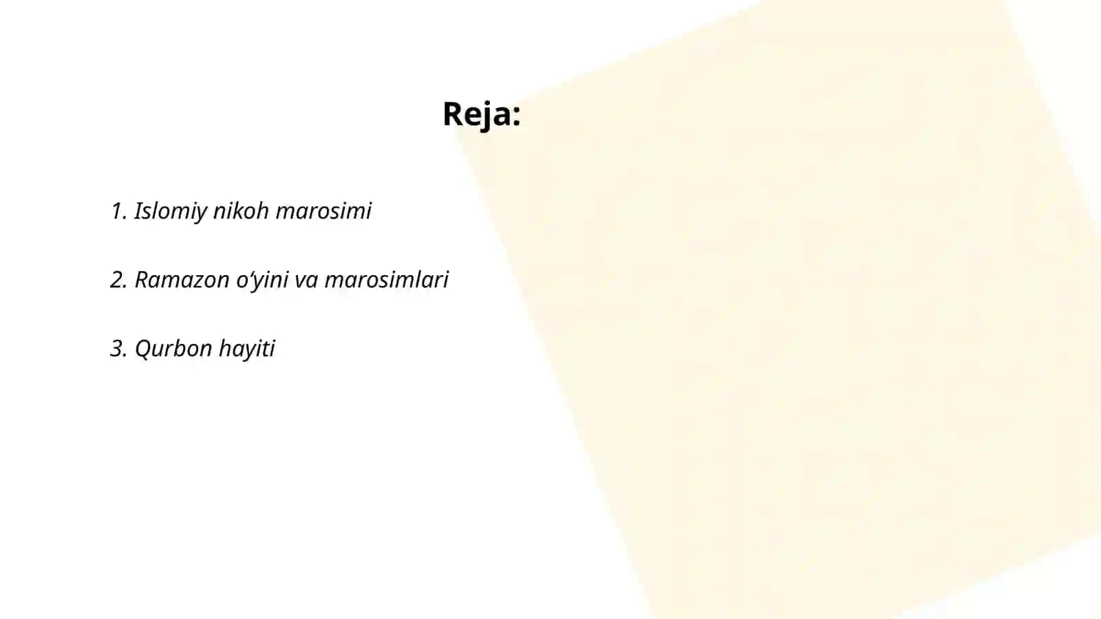 Islomdagi marosim va bayramlar 2