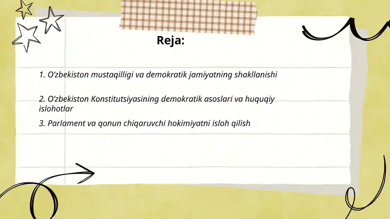 O‘zbekistonda demokratik, fuqorolik jamiyati asoslarining shakllanishi, amalga oshirilgan siyosiy islohotlar 2