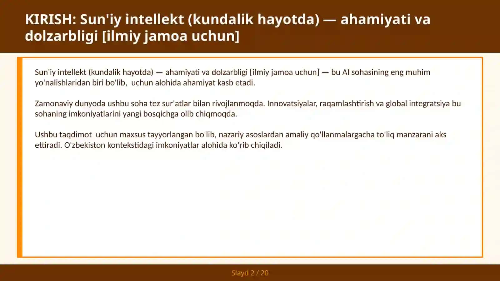 Sun'iy Intellekt (Kundalik Hayotda) - Ahamiyati va Dolzarbligi [Ilmiy Jamoa Uchun] 2