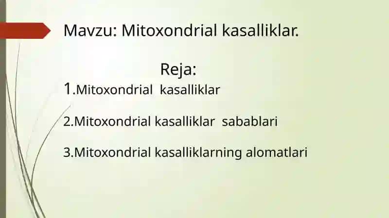 Mitoxondrial kasalliklar 2