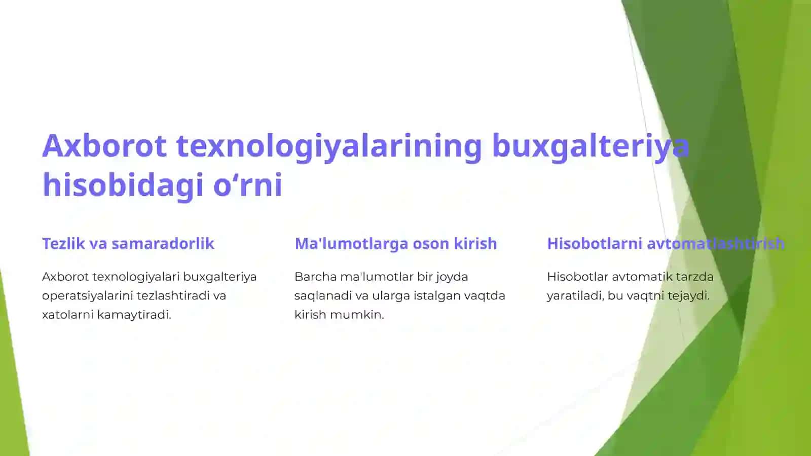 Buxgalteriya hisobida axborot texnologiyalar qoʻllash asoslari 2