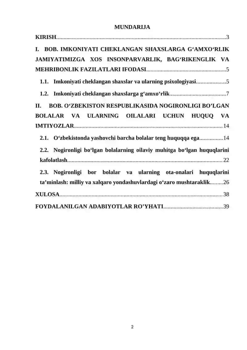 Oʻzbekiston Respublikasida nogironligi bor bolalar va ularning oilalari uchun huquq va imtiyozlar 2
