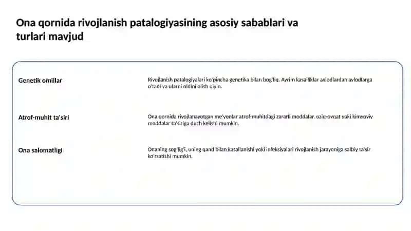 Ona qornida rivojlanish patalogiyasi 2