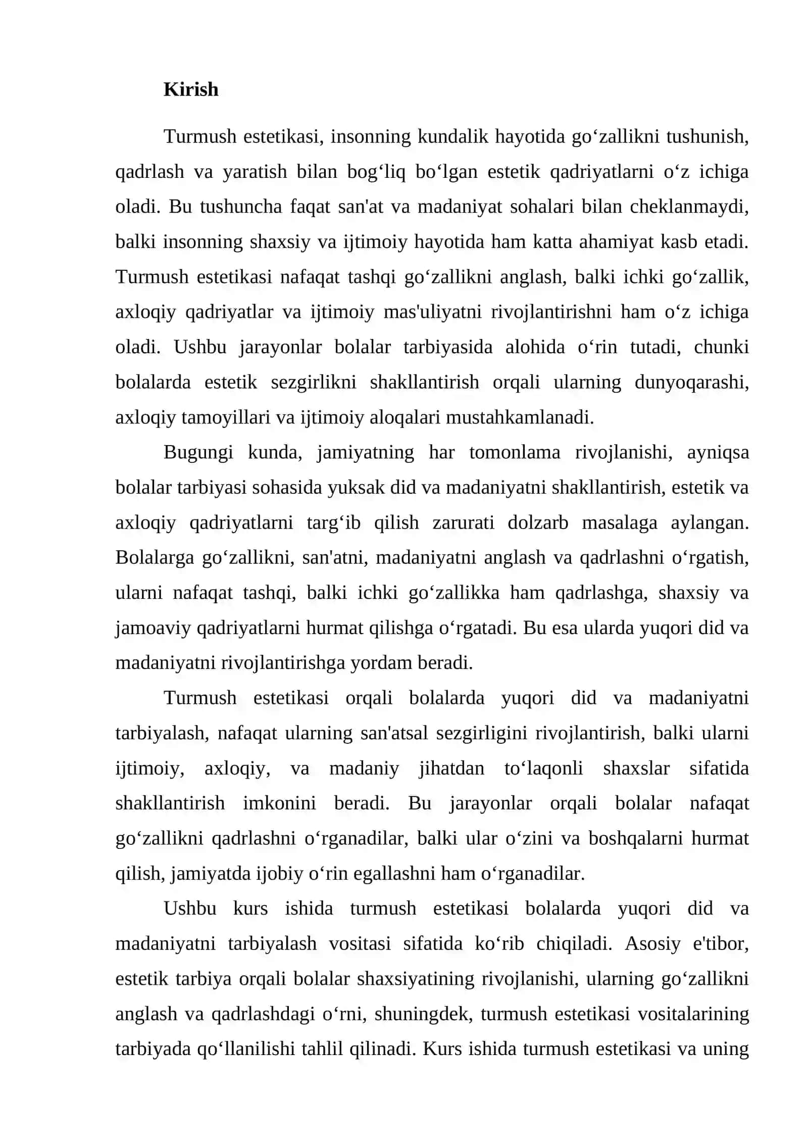 Turmush estetikasi bolalarda yuksak did va madaniyatni tarbiyalash vositasi sifatida 2