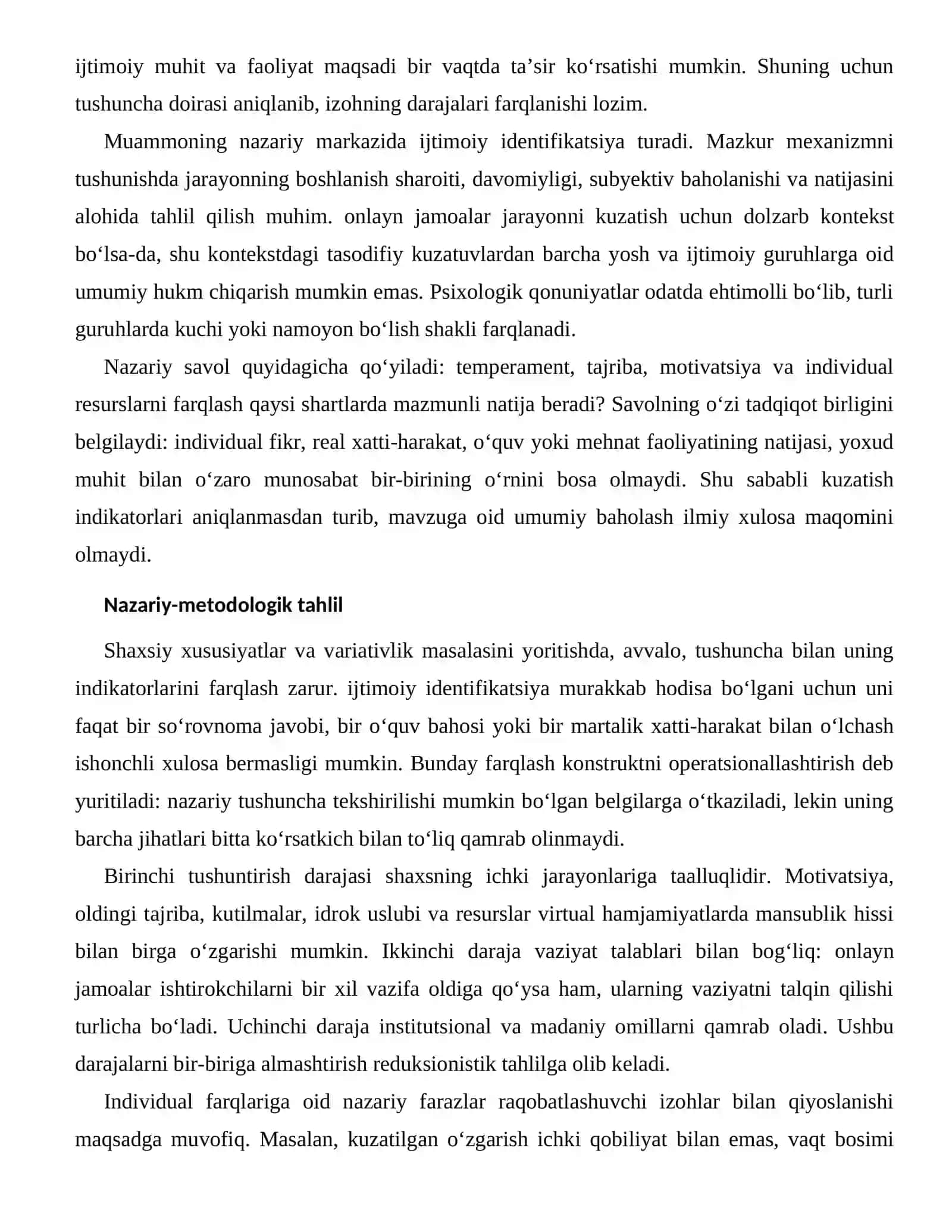 VIRTUAL HAMJAMIYATLARDA MANSUBLIK HISSI — INDIVIDUAL FARQLARI 2