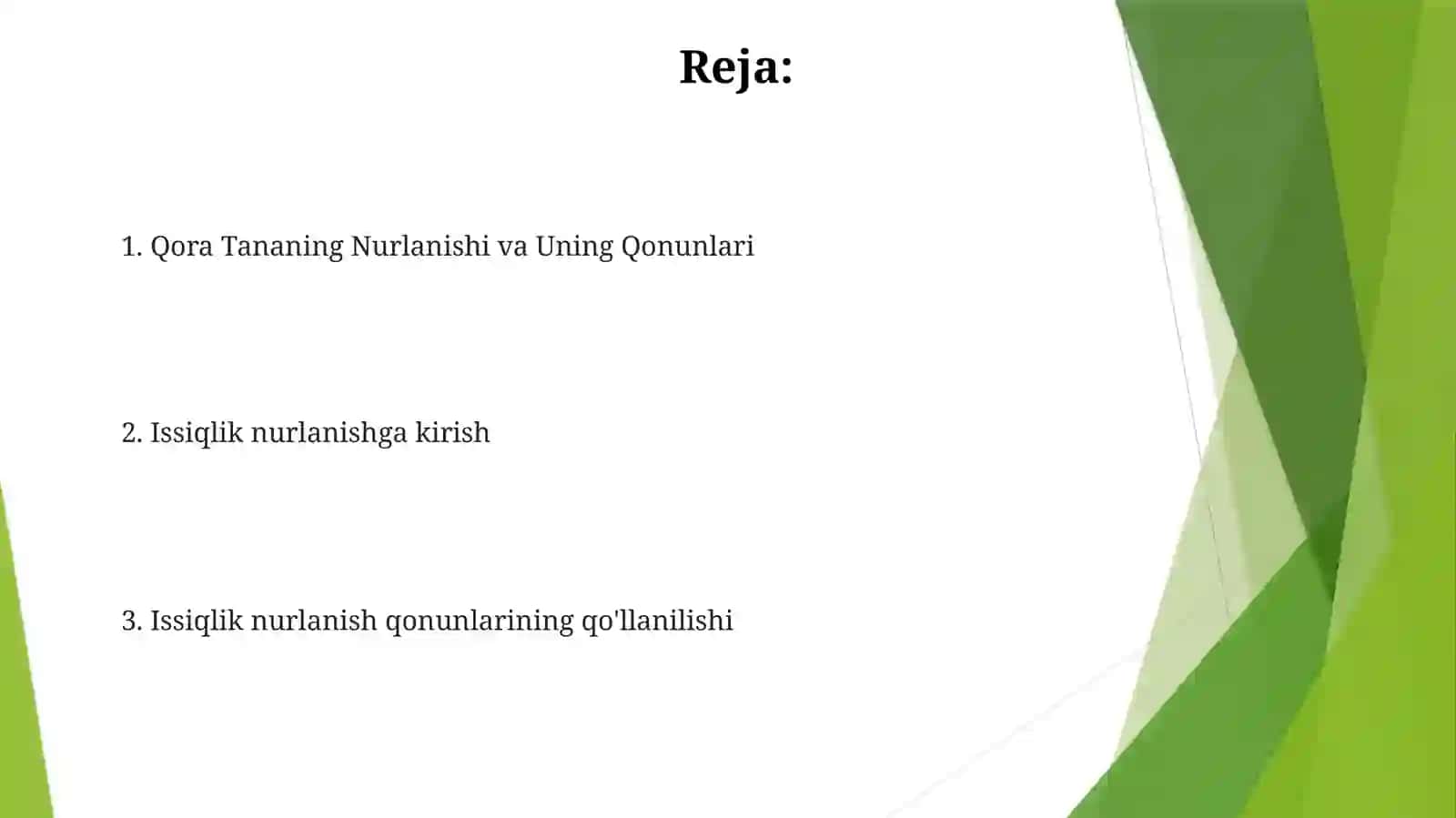 Jismlarning issiqlik nurlanishi. Issiqlik nurlanishi qonuni 2