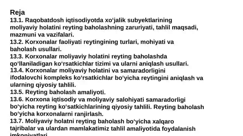 KORXONALAR MOLIYAVIY HOLATINI REYTINGBAHOLASH VA TAHLIL QILISH 2