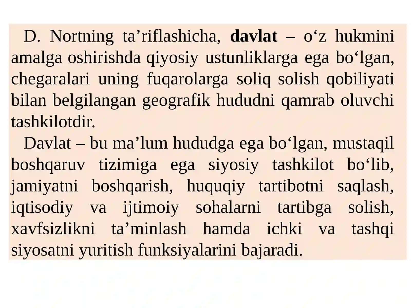 Davlat institusional tashkilot sifatida. Oila va uy xo‘jaligi faoliyati yuritishning nazariy asoslari 2