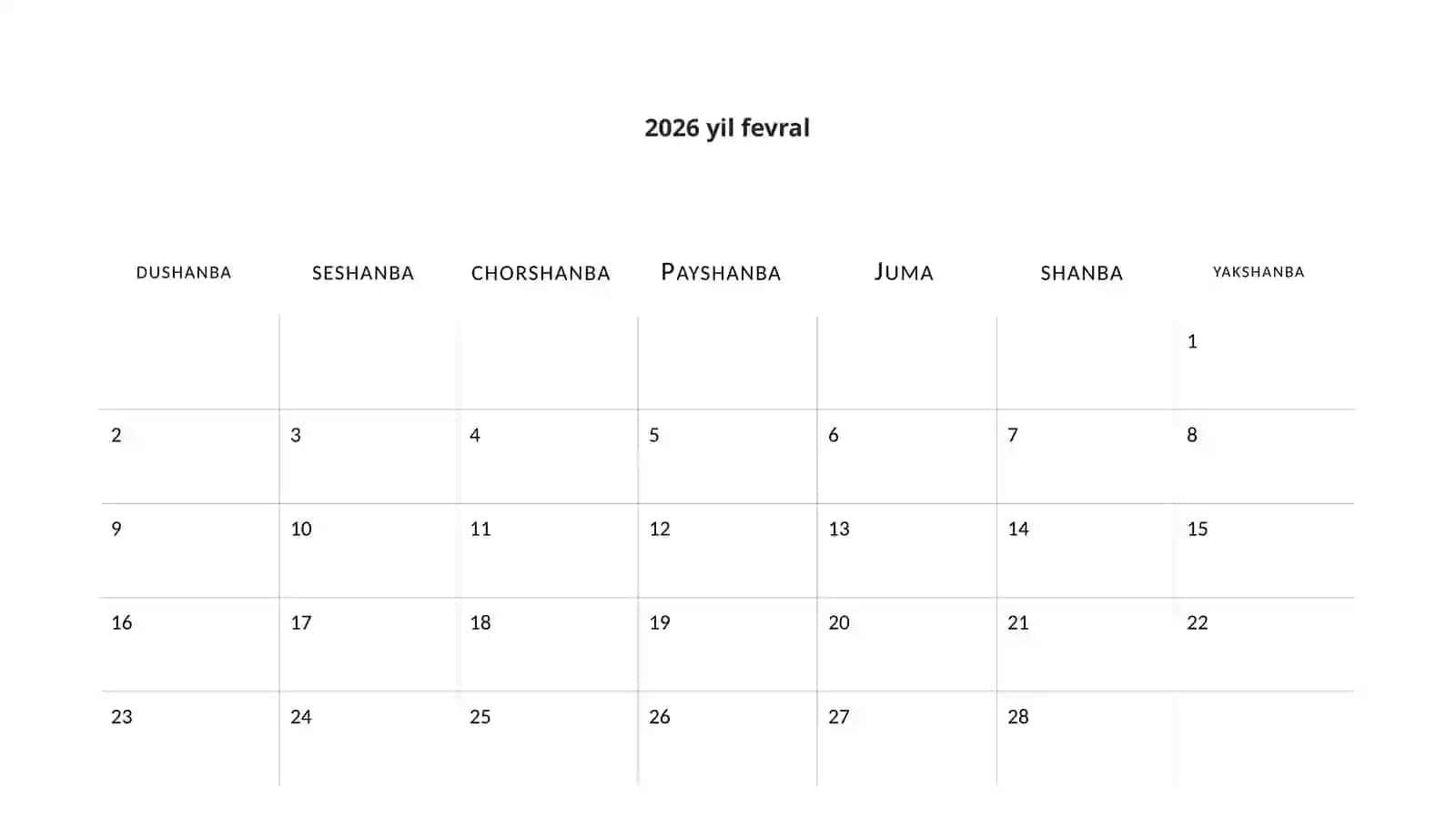 2026-Yil Strategik Ish Rejasi Taqvimi Taqdimoti (12 Slayd) 2