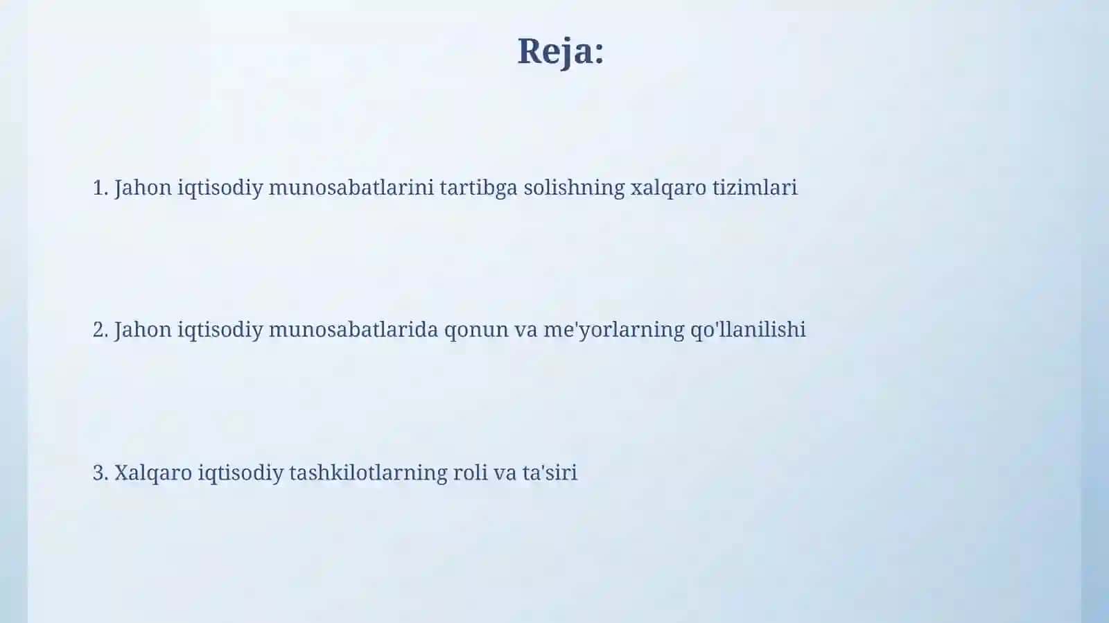 Jahon xo'jaligi aloqalarini xalqaro tartibga solish 2