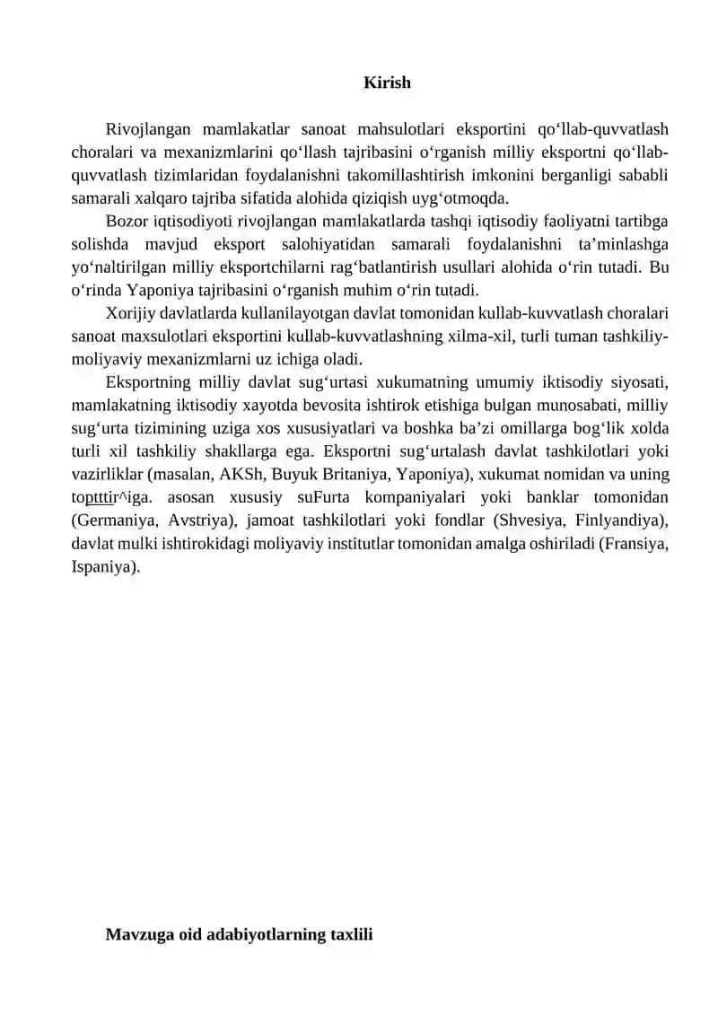 Sanoat mahsulotlari eksportini davlat tomonidan qo‘llab-quvvatlashning germaniya tajribasi 2