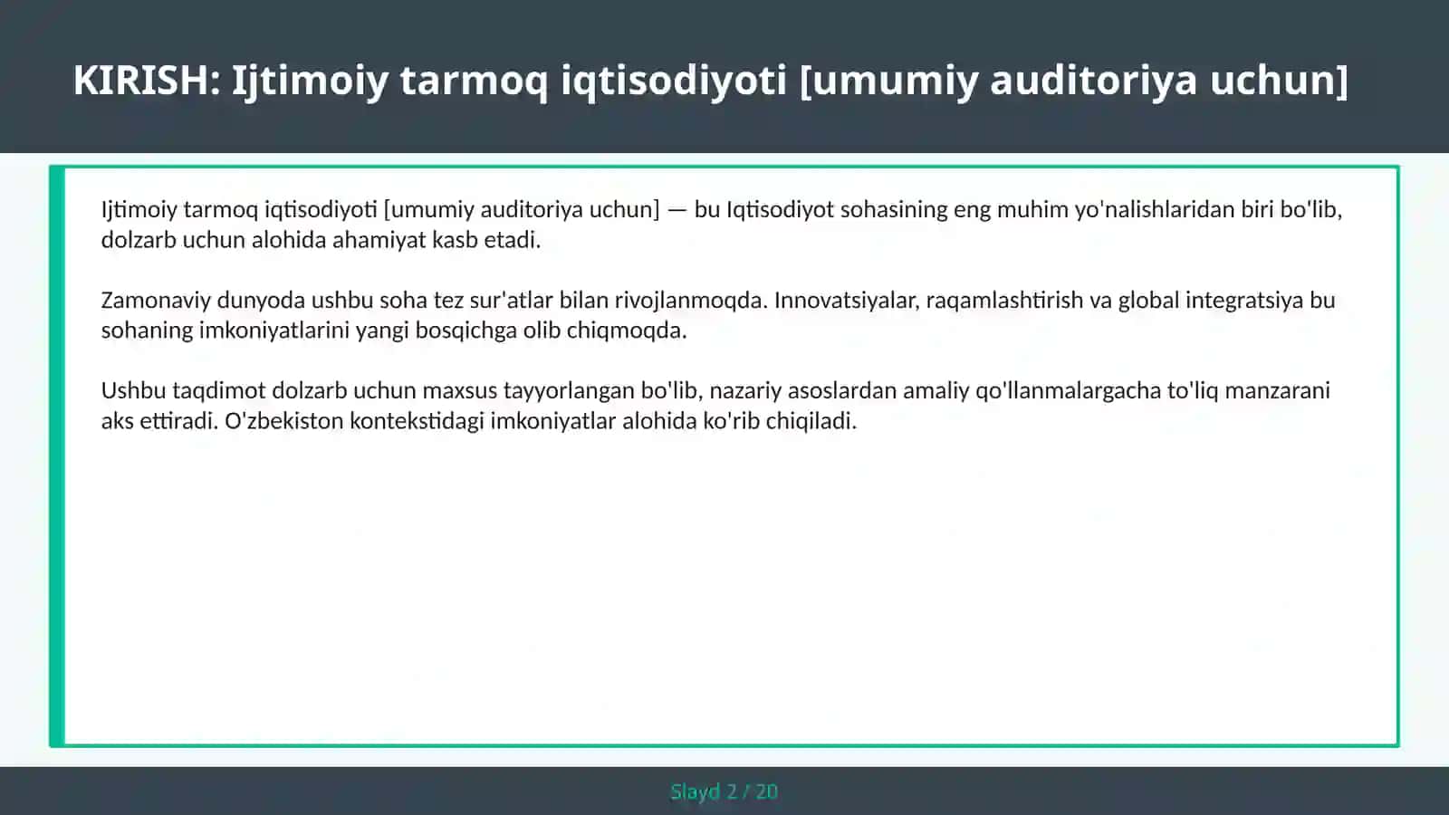 Ijtimoiy Tarmoq Iqtisodiyoti [Umumiy Auditoriya Uchun] 2