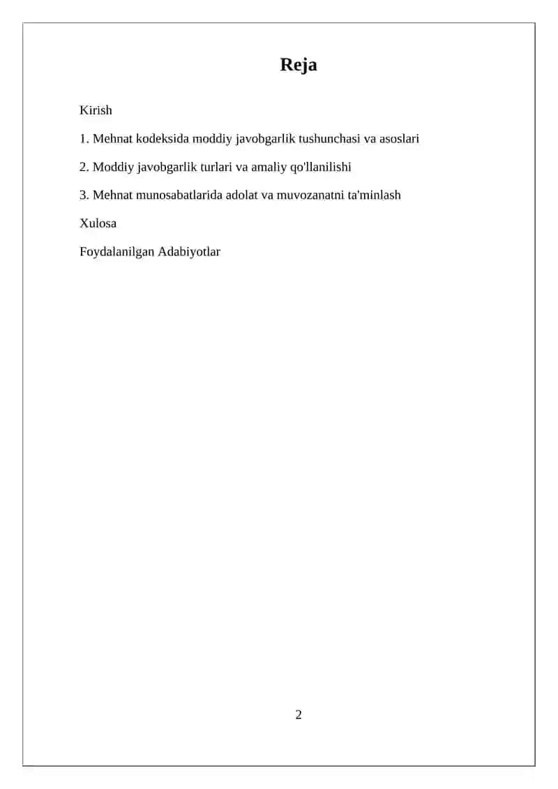 MEHNAT MUNOSABATLARIDA MODDIY JAVOBGARLIK 2