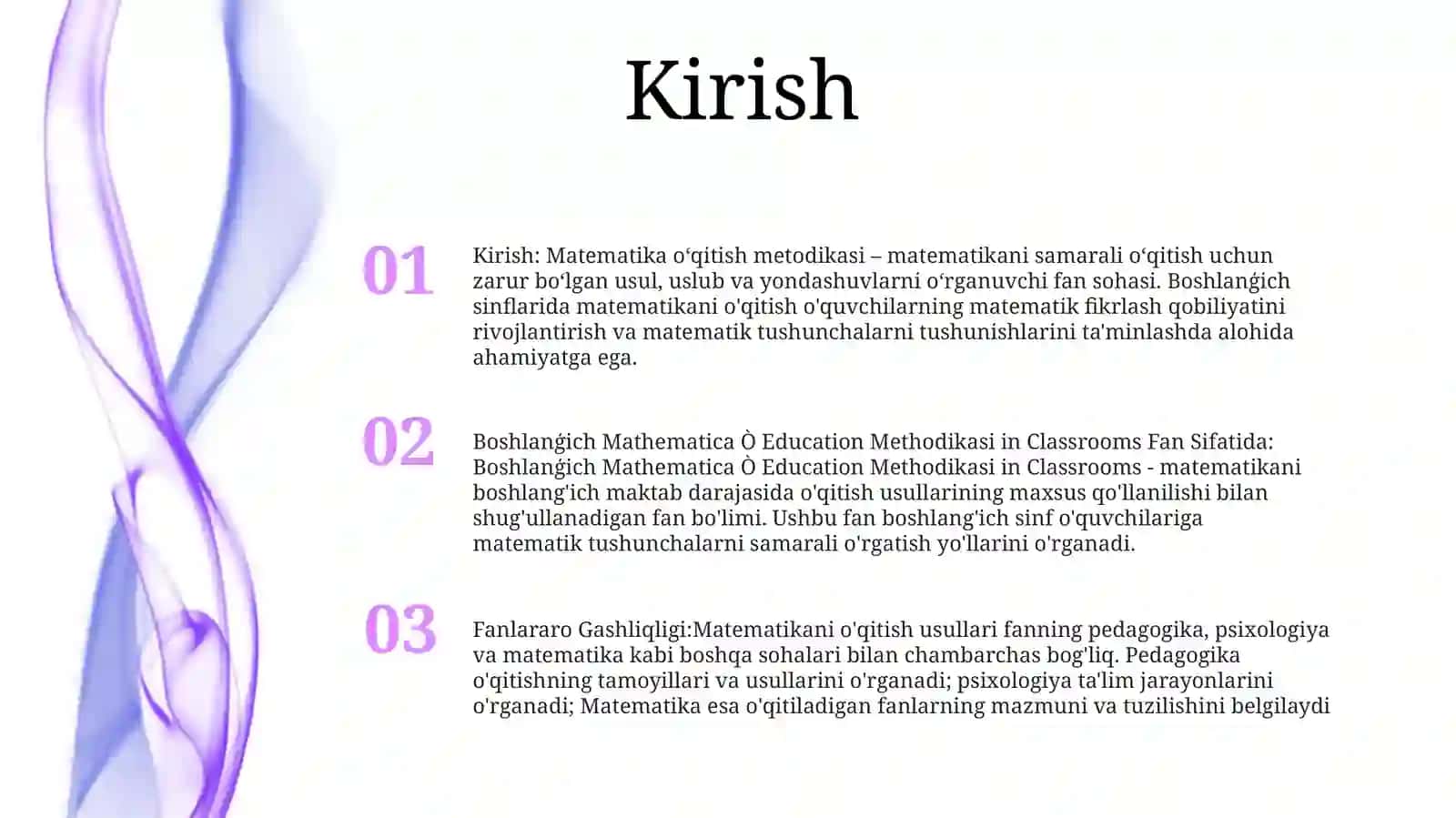 Boshlanģich Mathematica Ò Education Methodikasi in Classrooms 2