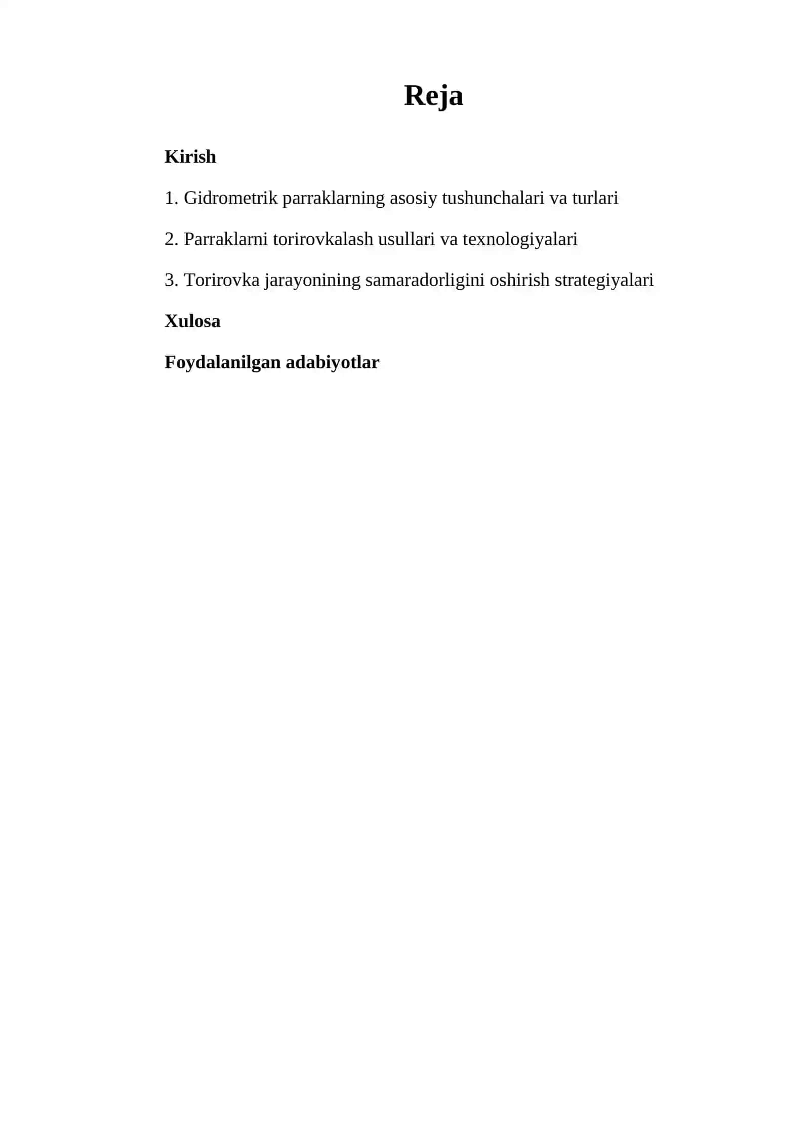 Gidrometrik parraklarni torirovkalash 2