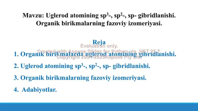 2. Uglerod atomining sp3-, sp2- gibridlanishi. Organik birikmalarning tuzilish izomeriyasi. Taqdimot, 23 bet. 2